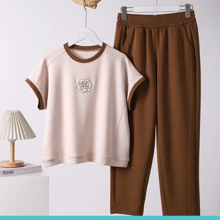 8803华熙玻尿酸！护肤级！短袖山茶花果冻套装休闲遮肉经典润肤