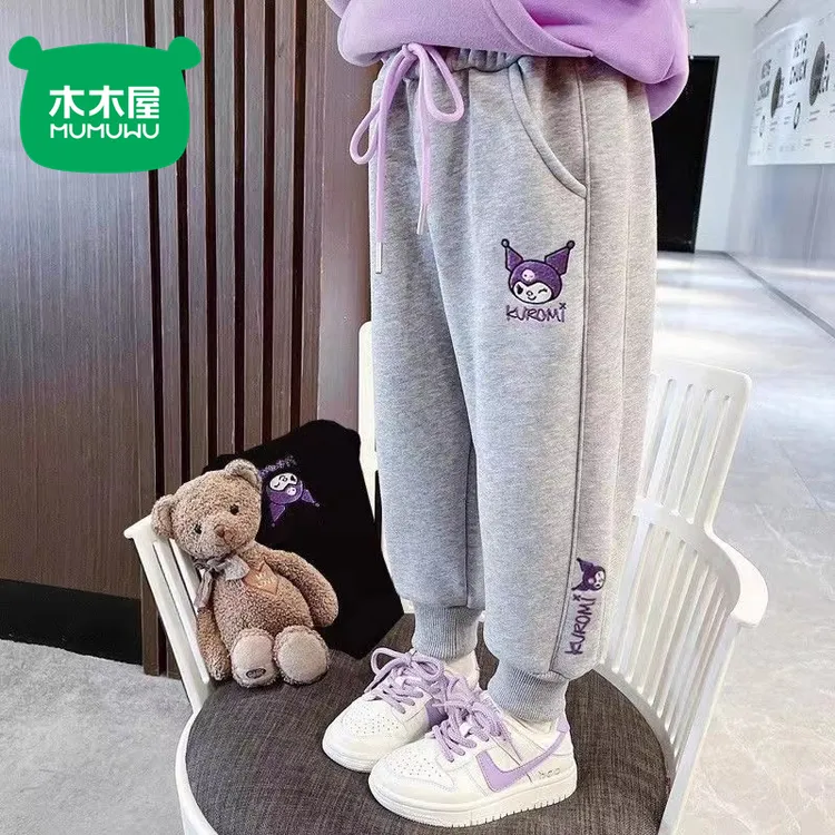 木木屋新款女童春秋裤子外穿洋气儿童冬季加绒一体绒保暖休闲卫裤