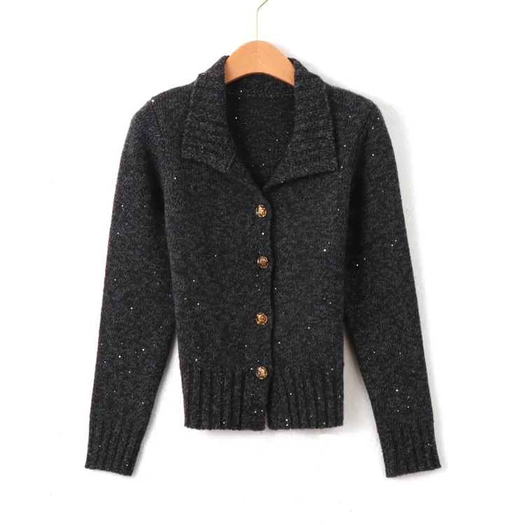 新款翻领针织开衫