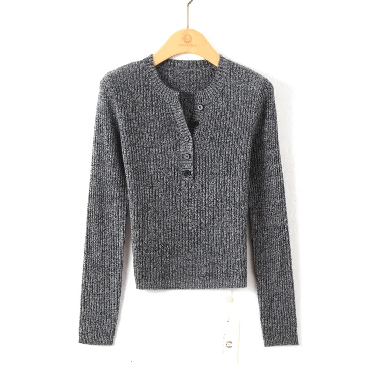 早秋新款时尚针织衫女士长袖V领设计感休身上衣薄款气质打底毛衣