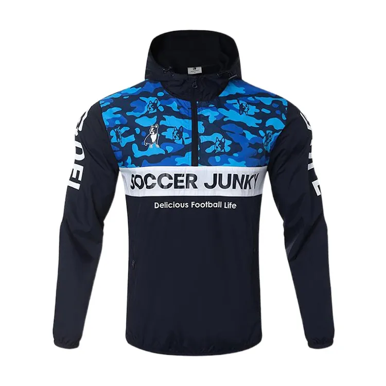 soccer junky连帽半拉链速干耐磨拉链运动风衣男款防晒服透气外套