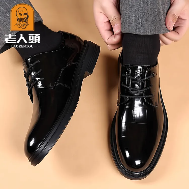 老人头新款正品高档爆款皮鞋男商务真皮英伦风头层牛皮结婚鞋子