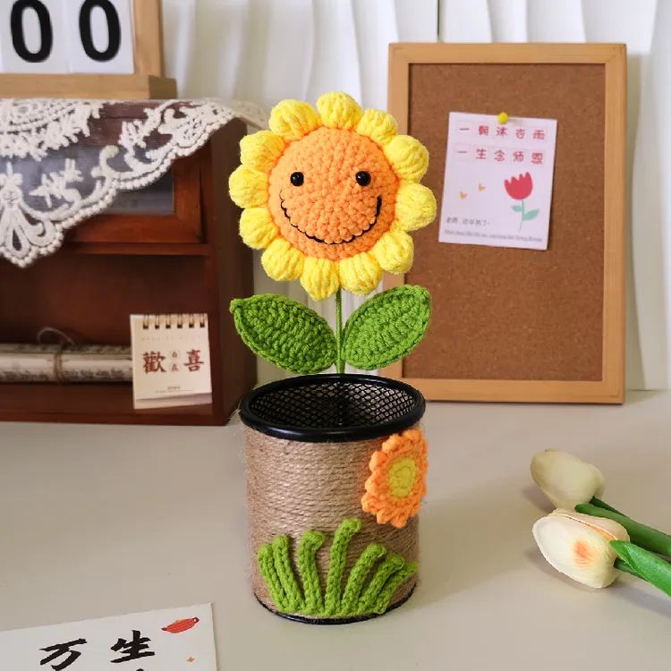 自制教师节礼物手工diy笔筒感恩实用送男女老师毛线编制材料包