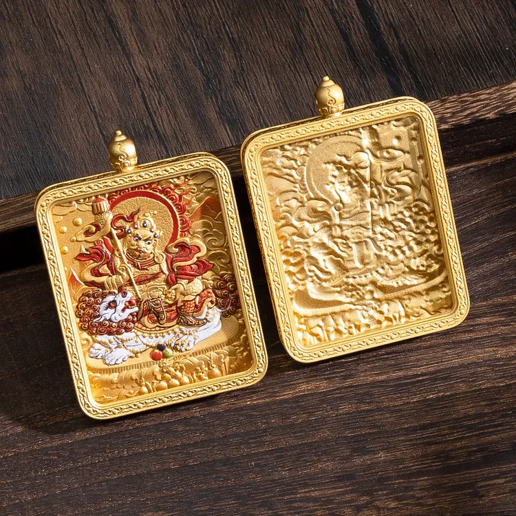 铜吊坠 【财宝天W】黄铜鎏金唐卡盒小唐卡吊坠防水壳子盒子外壳
