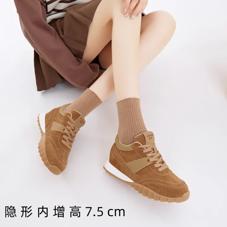 内增高女鞋2024秋季新款小个子厚底阿甘鞋女休闲百搭超火德训鞋