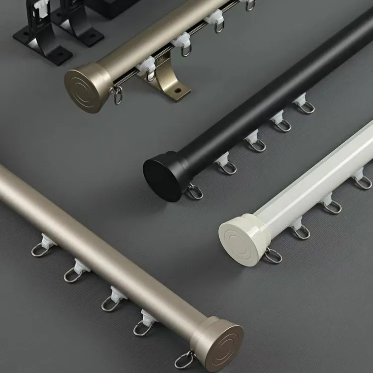 铝合金窗帘轨道直轨窗帘杆滑轨单双轨罗马杆导轨侧顶装挂钩防漏光