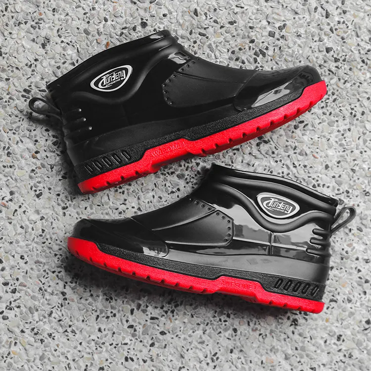 男士雨鞋短筒防滑防水鞋男款低帮厨房洗车工作水靴时尚款外穿胶鞋