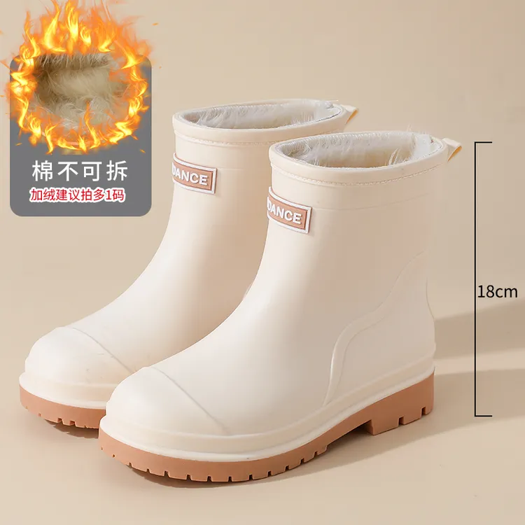 加绒雨靴女时尚2024新款防滑雨鞋中筒防水防滑轻便防水鞋胶鞋软底