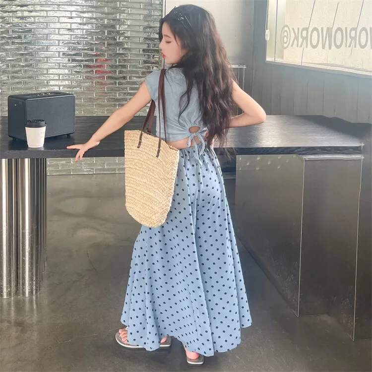 女童夏季套装2024新款女大童洋气短袖女孩裙子儿童夏装裙裤两件套