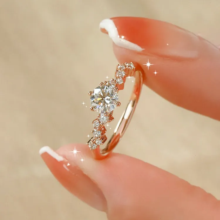 秘蓝 925银莫桑石戒指 星愿钻戒/轻奢时尚送女友求婚结婚小众精致