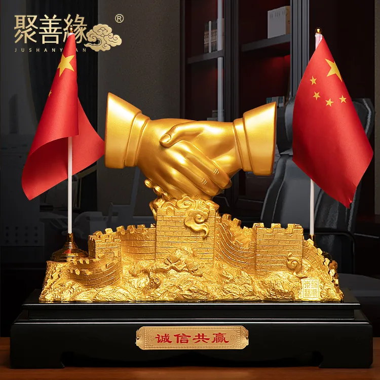 合作共赢握手摆件老板办公室桌面装饰工艺品公司开业乔迁商务礼品