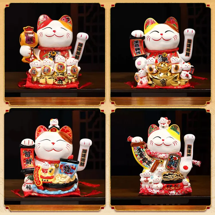 招财猫摆件客厅收银台前台做生意装饰品店铺前台开业陶瓷招财摆件
