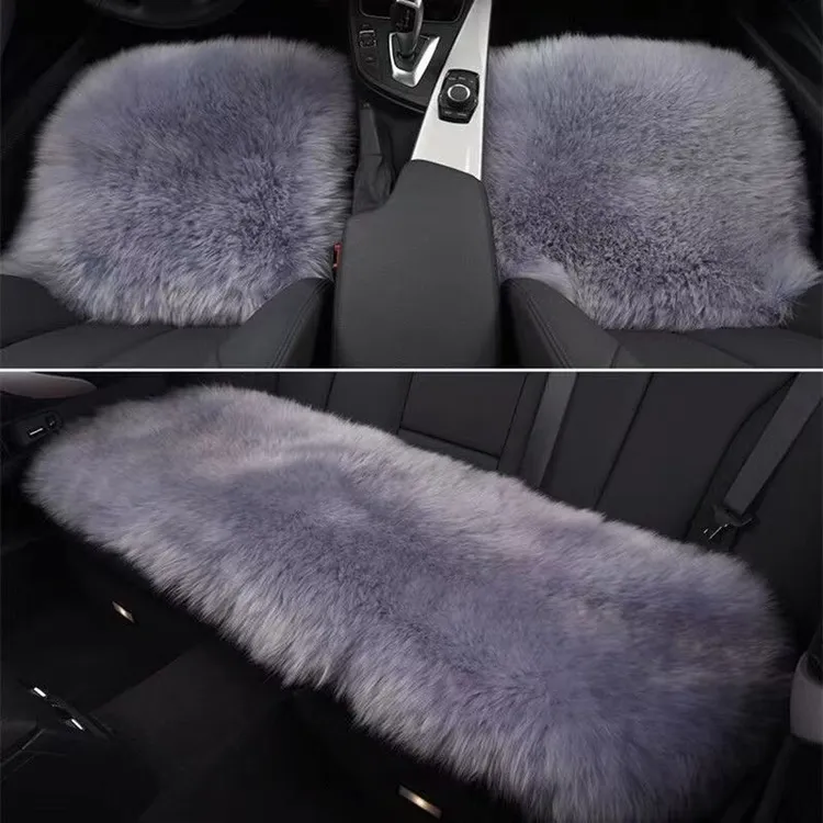 汽车羊毛坐垫小三件拼皮皮毛一体羊毛垫冬季保暖长毛澳洲羊毛座垫