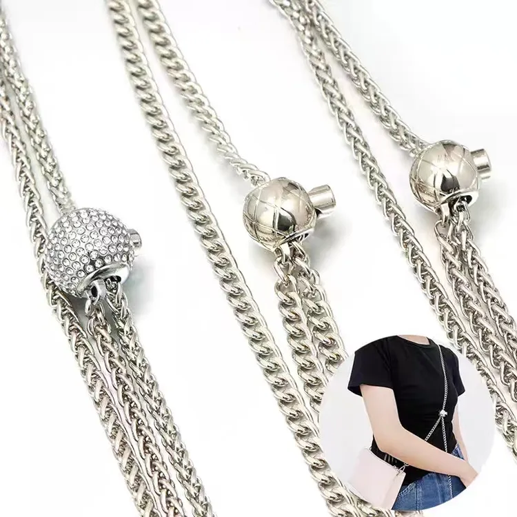 包包链条配件单买链条斜挎包带可调节金属银色包带包链链条不掉色