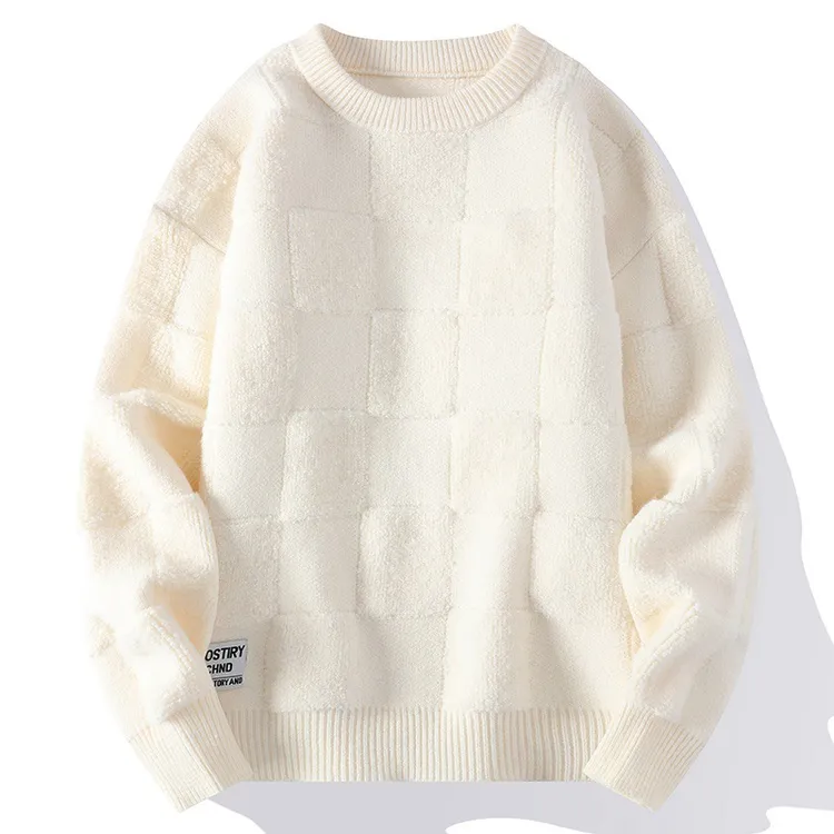 毛衣男士秋冬季慵懒风宽松针织衫青少年高中学生加厚毛线衣圆领