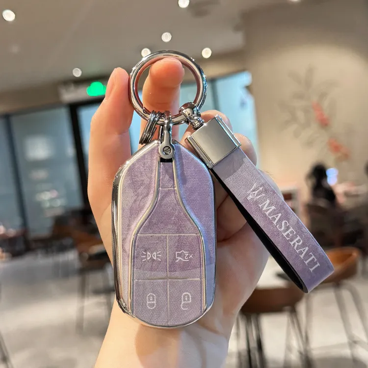 适用玛莎拉蒂TPU全包钥匙套大理石纹女莱万特吉博力保护壳包扣