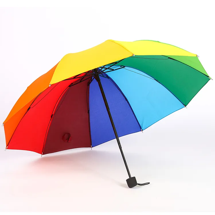 折叠彩虹伞 10骨便携雨伞大号双人加固表演伞学生男女手动家用