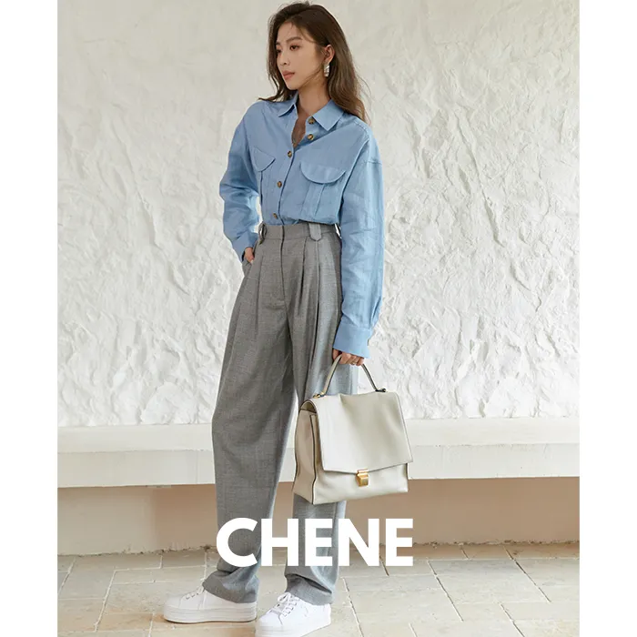 CHENE YI秋季裤子女子休闲羊毛混纺垂感时尚设计感显瘦高腰阔腿裤