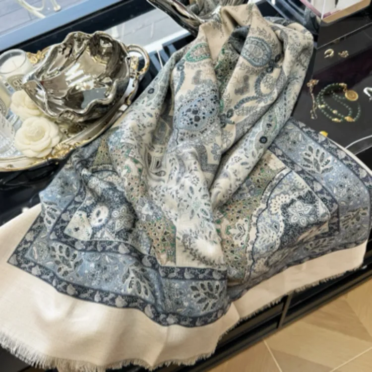 LP原版专柜7000➕真丝羊毛围巾民族风秋冬保暖大方巾百搭洋气披肩