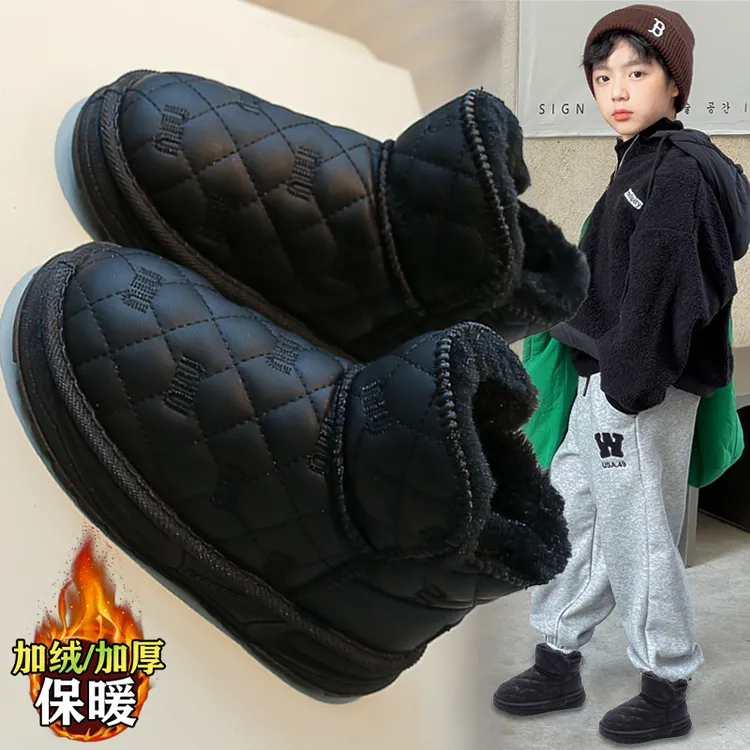 阿童木儿童雪地靴男童加厚大棉靴2024新款冬季加绒中大童棉鞋防滑