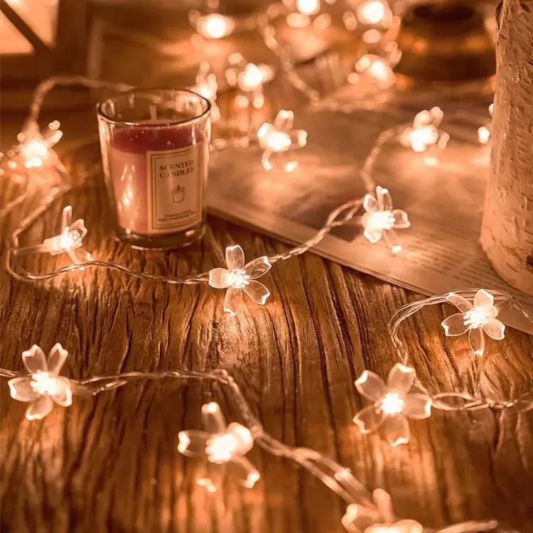 LED樱花小彩灯串户外闪灯婚庆房间店面新年元宵布置太阳能装饰灯