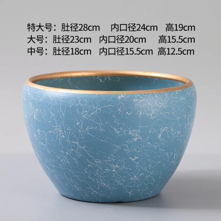 新款陶瓷花盆北欧新款轻奢透气花盆发财树绿箩多肉盆栽大口径