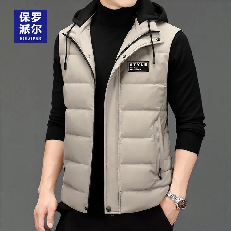 保罗新款秋冬季羽绒马甲男潮流男士连帽坎肩背心保暖冬装男款外套