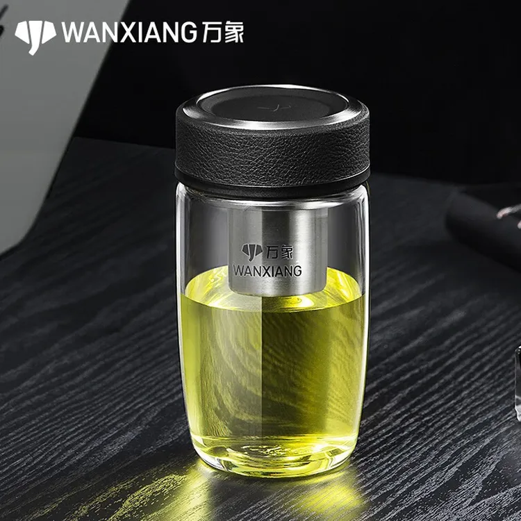 万象单层玻璃杯男士便携加厚办公泡茶杯耐热家用大肚水杯子U66U65