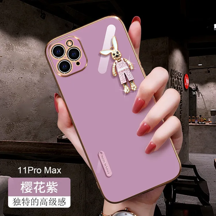 苹果11/11pro/11promax新款网红女款闪钻兔子软硅胶防摔手机壳套