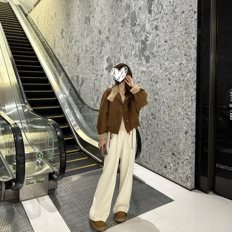 3美拉德穿搭复古加厚短款小个子外套女+加绒裤子 8047