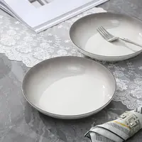 【优雅渐变灰】骨瓷盘子菜盘家用8英寸釉下彩陶瓷圆盘高级感轻奢