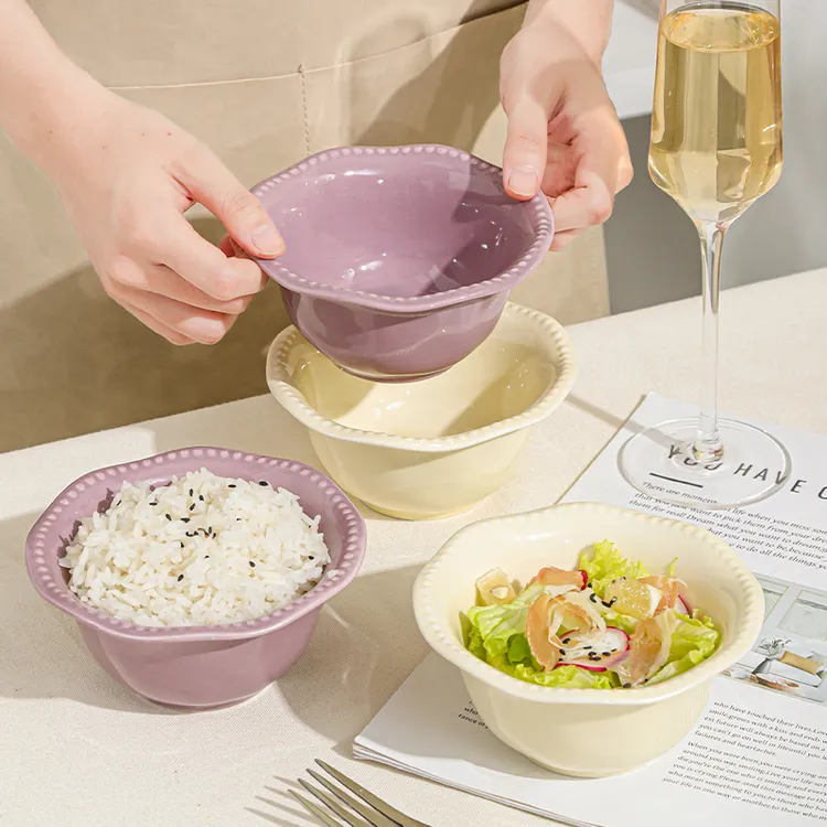 [a法式珠点]5英寸米饭碗网红家用创意陶瓷釉下彩餐具套装吃饭碗