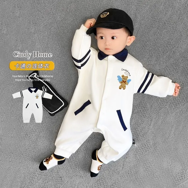 儿童长袖秋装婴儿新款男宝宝连体衣新生儿春季薄款卡通幼儿洋气