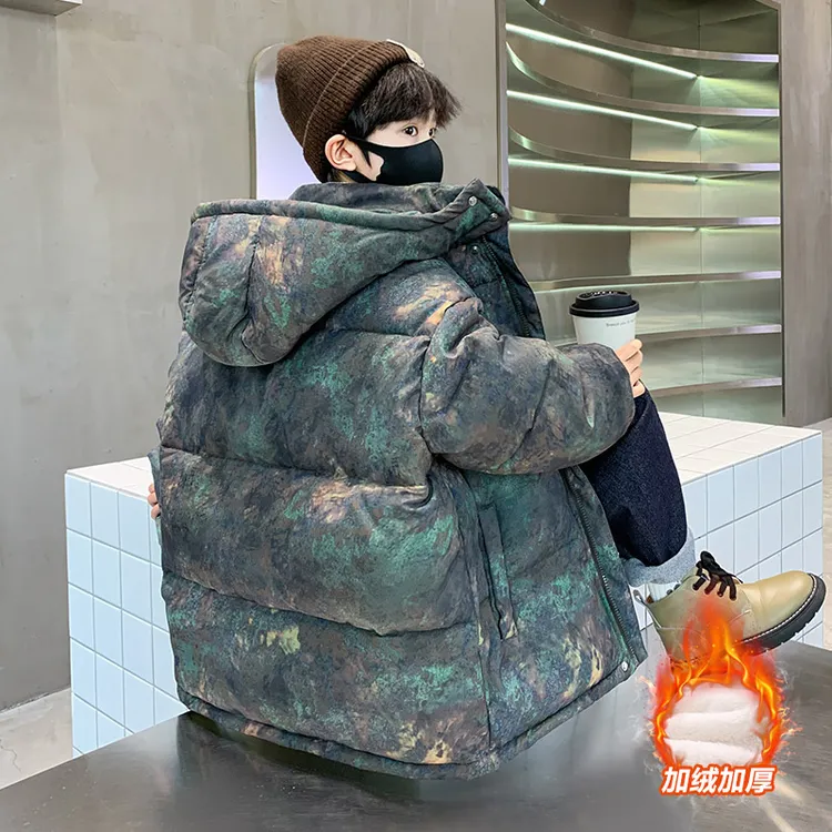 男童棉服冬季2024新款儿童冬装棉衣外套加绒加厚帅气宝宝迷彩棉袄
