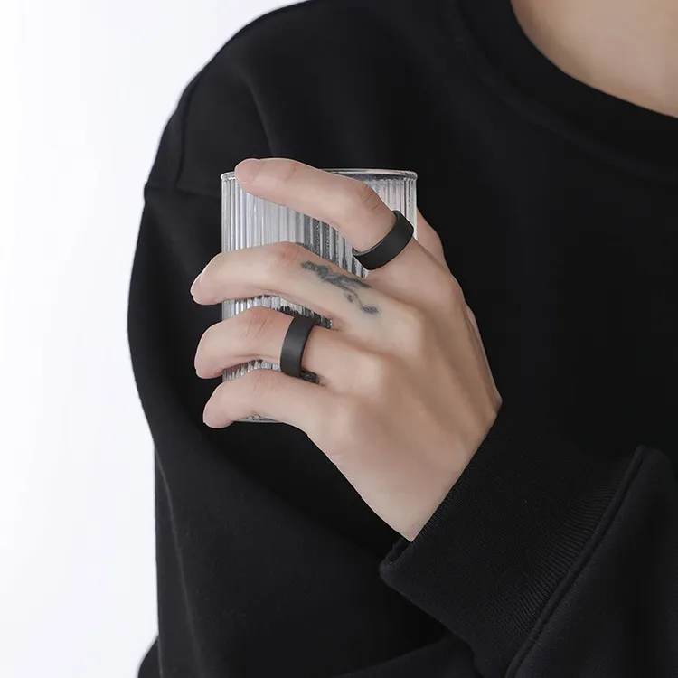 非金属陶瓷戒指 雾面哑光戒指男生潮流配饰个性黑色指环百搭素戒