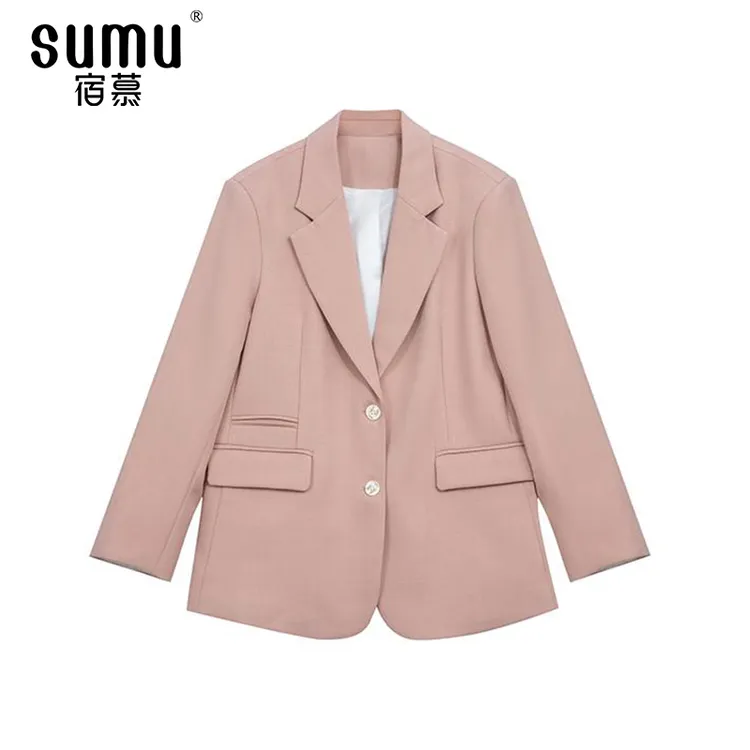 宿慕SUMU女款简约西装外套秋款休闲百搭显瘦韩版气质西服设计感