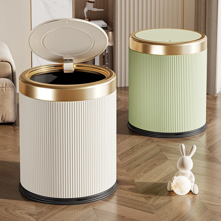 客厅家用弹盖垃圾桶卧室卫生间带盖按压式高档办公室轻奢垃圾桶