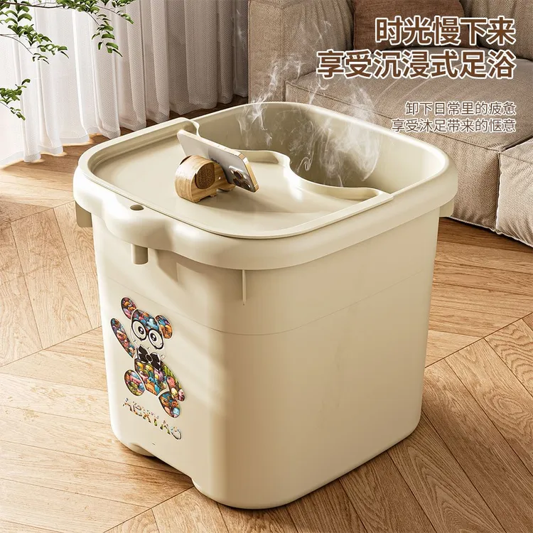 家用简易泡脚专用桶加厚大号带盖宿舍泡脚桶按摩桶加深养生足浴桶