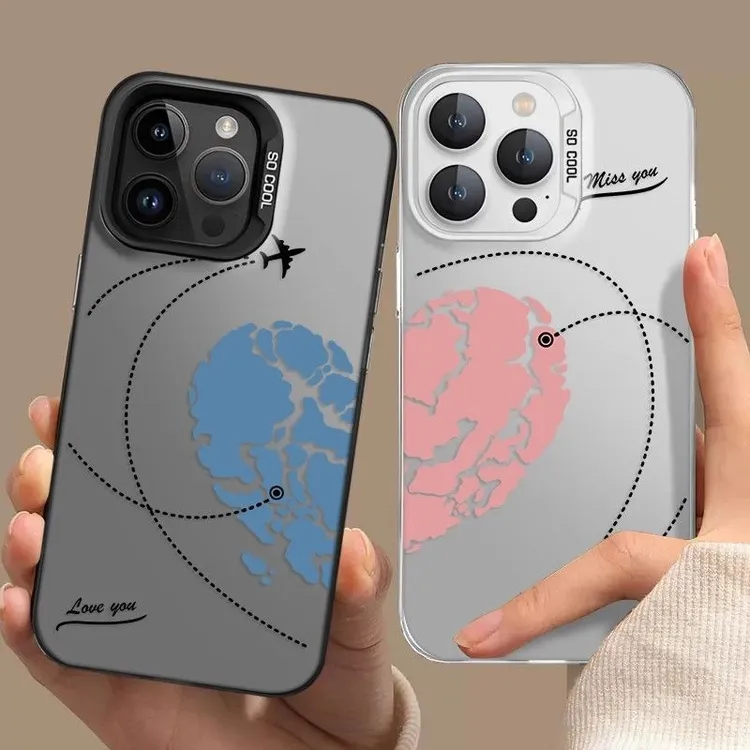 情侣爱心地图适用苹果16/13promax卡通iPhone15小众14创意x个性12