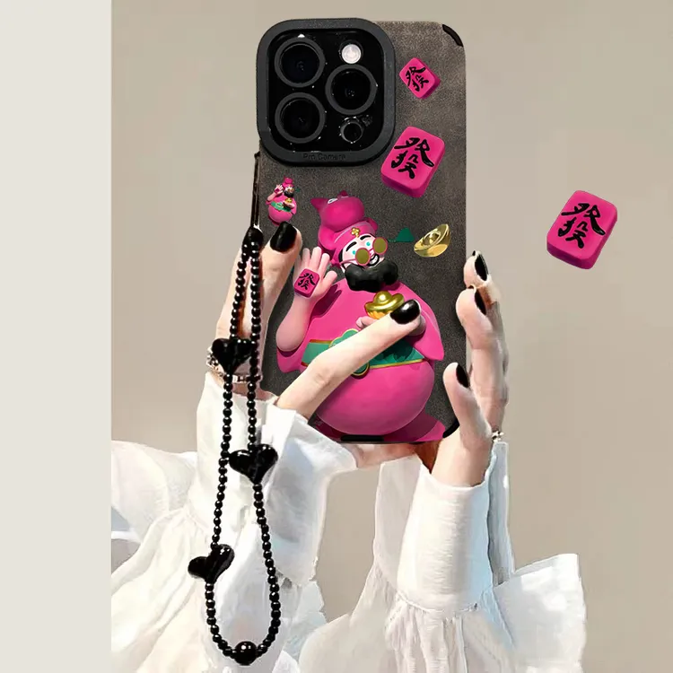 多巴胺财神爷适用iPhone15苹果14全包手机壳13promax创意16皮纹12