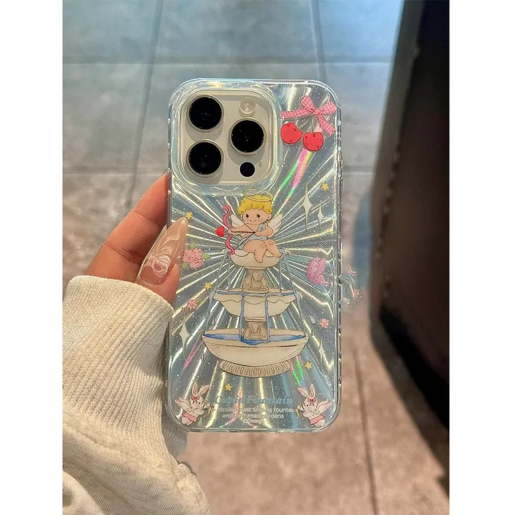 天使喷泉适用iphone15苹果16新款手机壳13promax可爱14创意12小众
