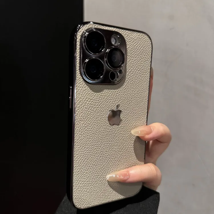 新款简约荔枝纹适用苹果17promax手机壳纯色iPhone16镜头膜15潮14