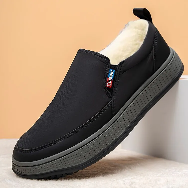 老北京布鞋男冬季新款一脚蹬加绒软底棉鞋男士加厚保暖爸爸男款鞋