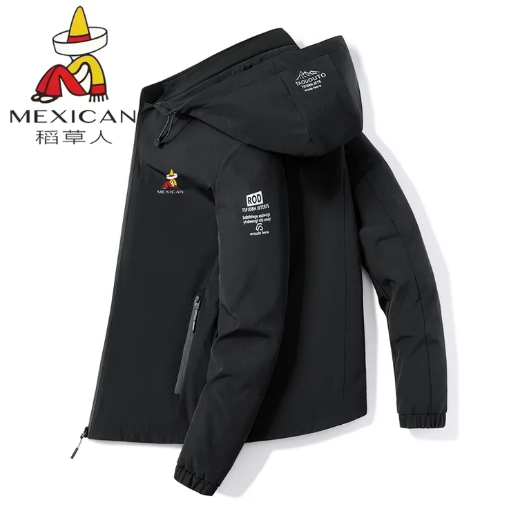 稻草人外套男2025春秋新款加绒加厚可拆卸帽男士运动夹克冲锋衣