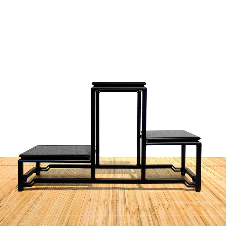 铝合金三层小花架子小品绿植室内户外桌面盆景架摆件奇石底座台架