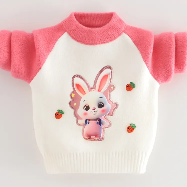 2025秋冬新款可爱兔子儿童针织衫小童水貂绒女童打底衫女宝宝毛衣
