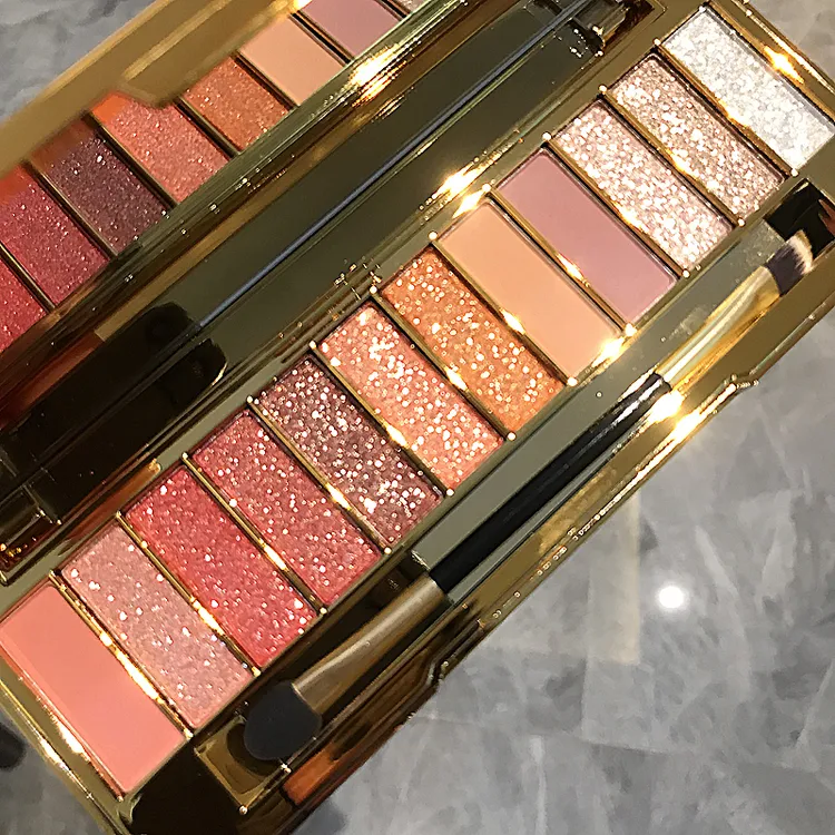 12色维妮小熊亮片闪粉南瓜色眼影盘不易脱妆网红珠光闪亮学生