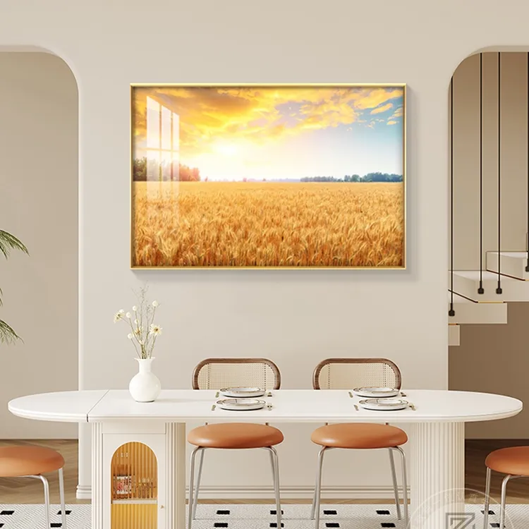 小麦餐装饰画轻奢饭厅壁画高级感田园风格墙上画客厅背景墙挂画