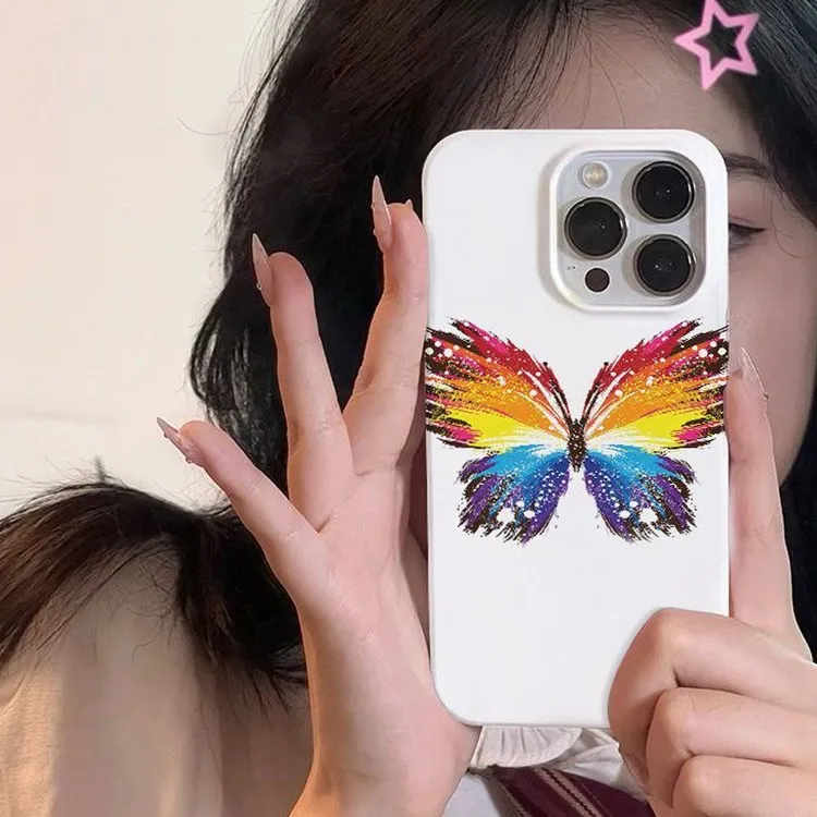 ins彩色蝴蝶iPhone14/13promax手机壳苹果12/11防摔xR/xs软78plus