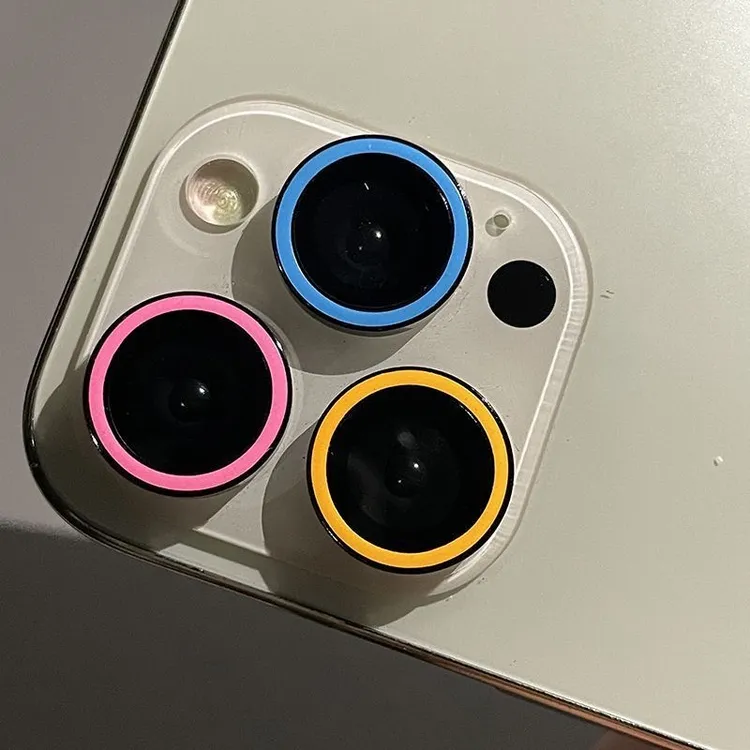 夜光彩色镜头膜适用苹果12/13手机摄像头保护圈iPhone15/14promax